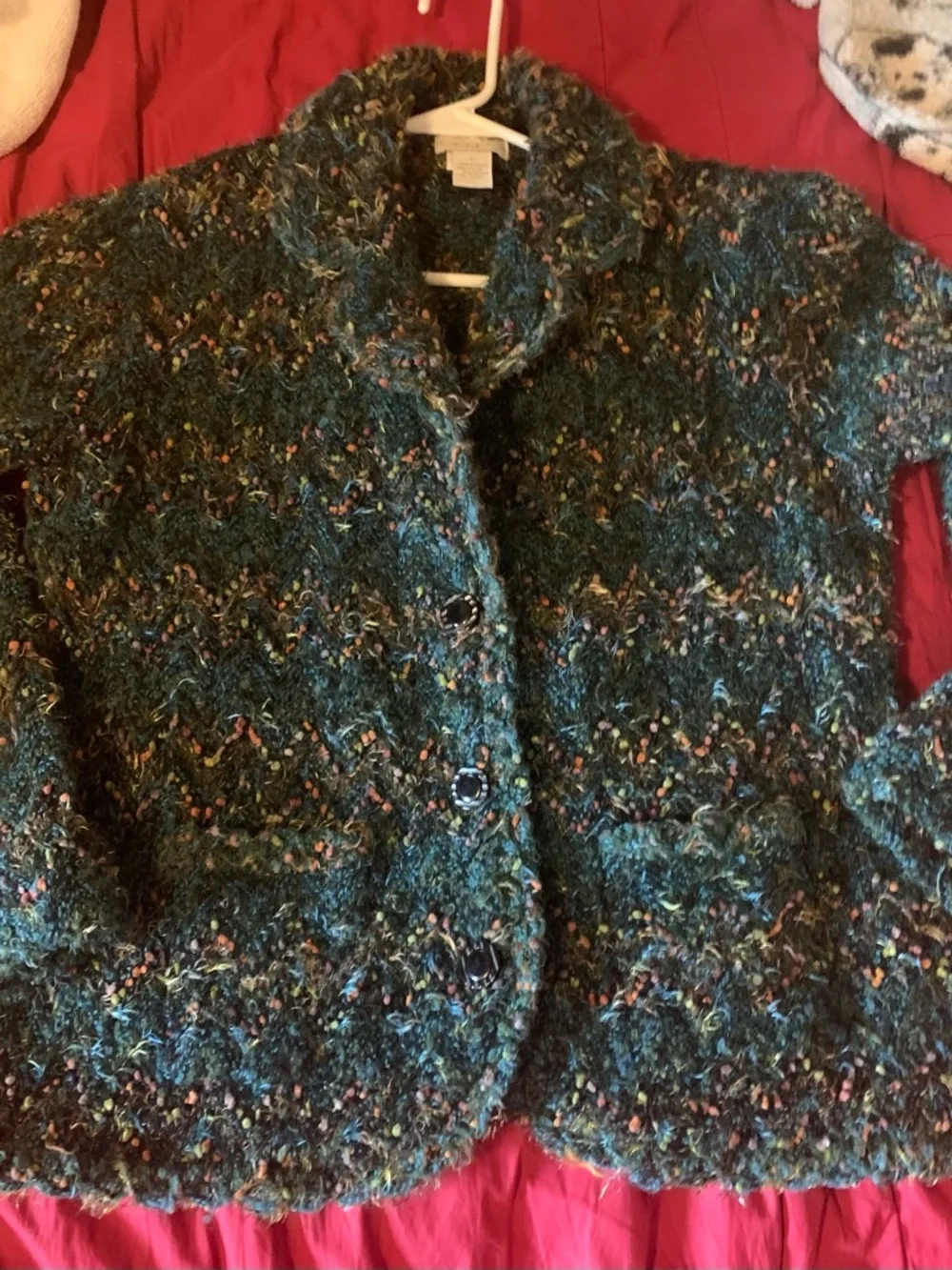 TWEEDS vintage women’s knit sweater blazer sz L - Picture 13 of 13